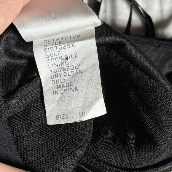 Vintage Tadashi Dress Womens 10 Black Silk Halter Pleated Y2K Gown Whimsigoth - Picture 13 of 16